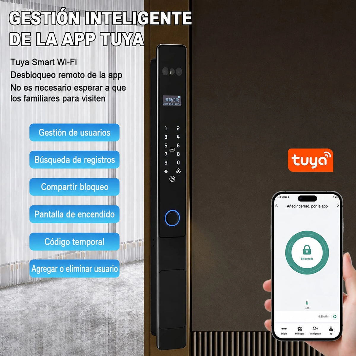 Cerradura Inteligente HD10 para Puerta de Aluminio