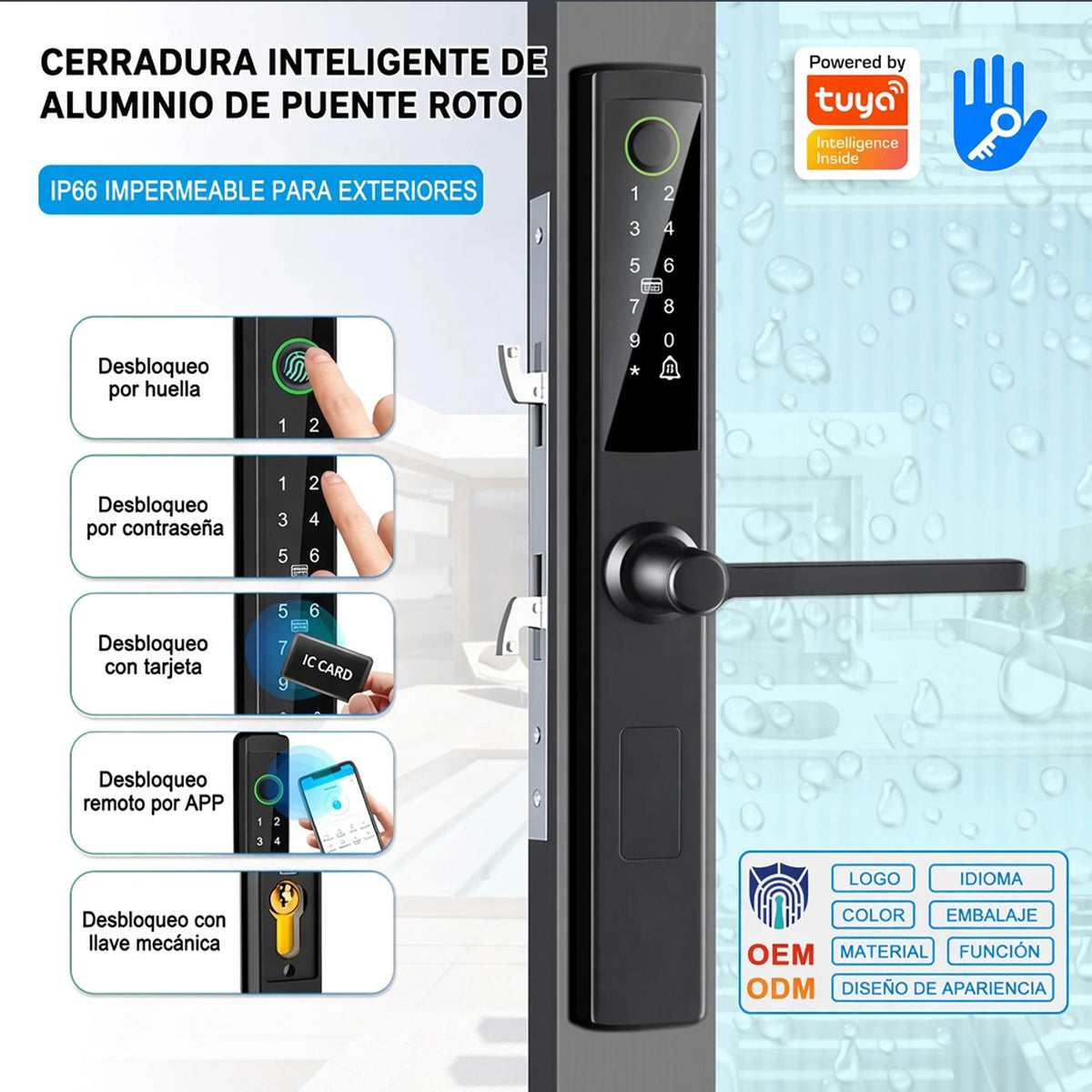 Cerradura Inteligente HD04 para Puerta de Aluminio