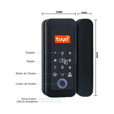 Cerradura digital puerta de vidrio G19 Tuya